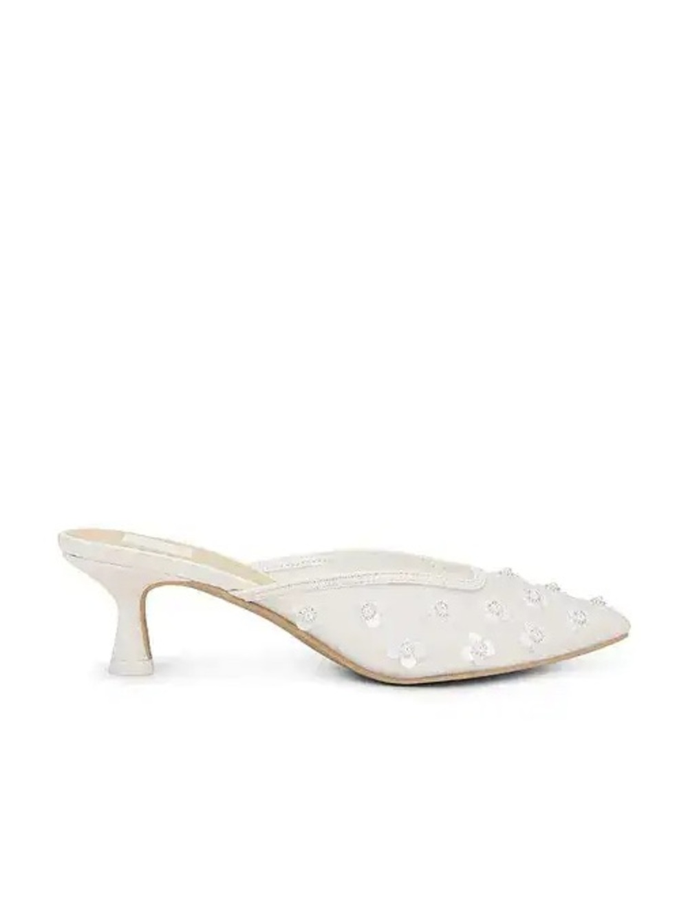 Dolce Vita Clara Pearl Heel in True White Daisy Mesh | LIKE NEW WITH DEFECT